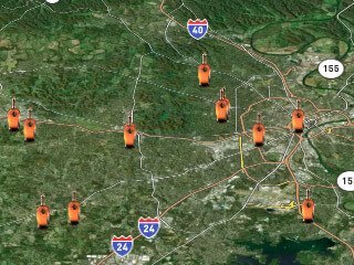 Store locator map across multiple states